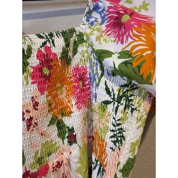 Bloomchic Floral Smocked Square Neck Midi Dress Flutter Sleeve Women 14 16 2173 - Picture 3 of 5